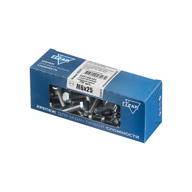 Фото товара Болт с шестигранной головкой М6х25 DIN 933 оцинк. (уп.70шт) Zitar 105202