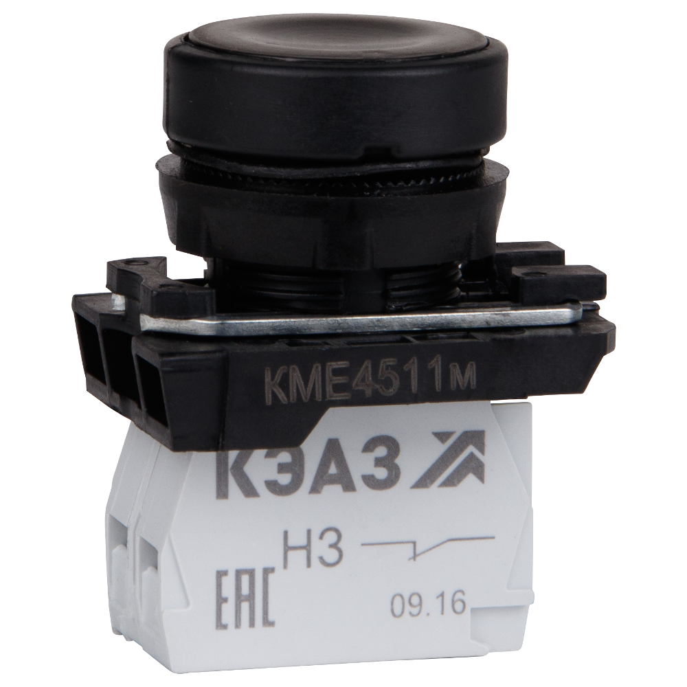 Кнопка КМЕ4510м-черный-1но+0нз-цилиндр-IP54- 273453