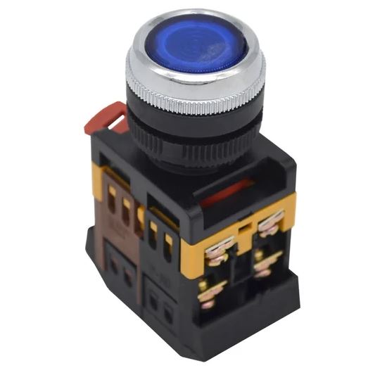 КНОПКА ABLFS-22 СИНИЙ D22ММ НЕОН/220В 1З