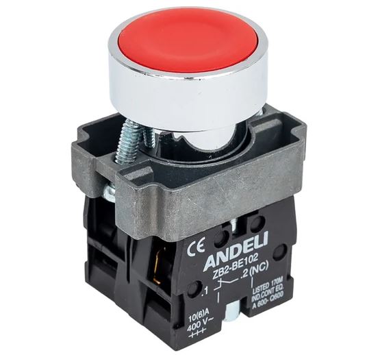 КНОПКА XB2-BА45  КРАСНЫЙ 1З+1Р (ANDELI)
