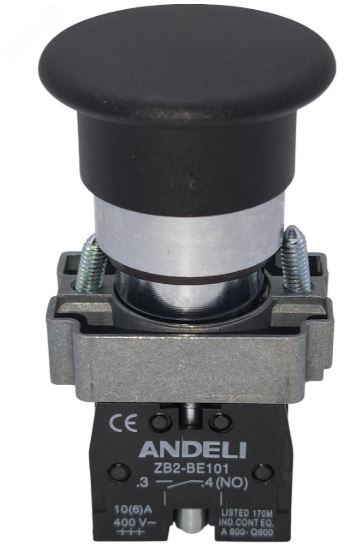 КНОПКА XB2-BС21 "ГРИБОК" БЕЗ ПОДСВЕТКИ Ч