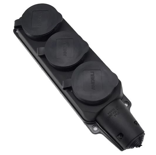 РОЗЕТКА ТРЕХМЕСТНАЯ С ЗАГЛУШКАМИ КАУЧУК