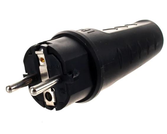 ВИЛКА ПРЯМАЯ КАУЧУК AM-K01 2Р+РЕ 16А 220