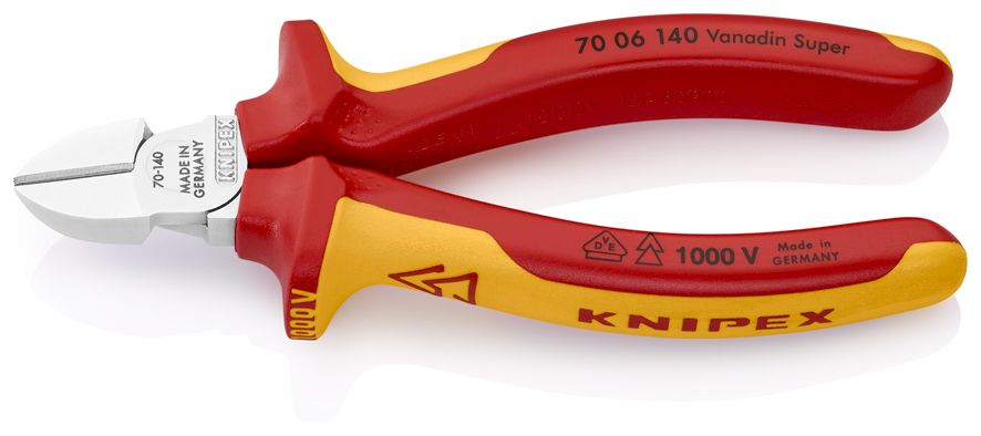 Бокорезы VDE, 140 мм, хром, 2-комп диэлектрические ручки, SB KN-7006140SB