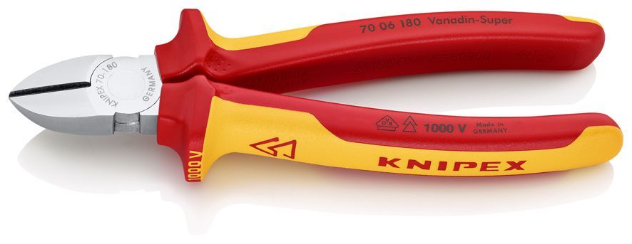 Бокорезы VDE, 180 мм, хром, 2-комп диэлектрические ручки, SB KN-7006180SB